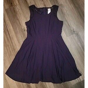 Mark Purple Dress XL Lace Above Knee Length  Fit Flare Lined